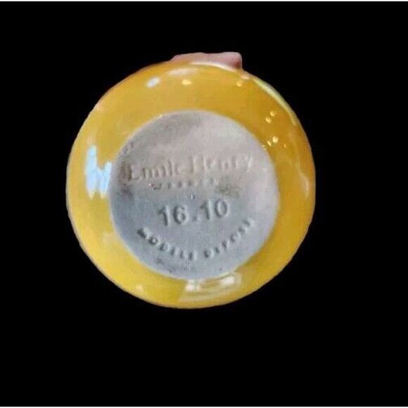 Emile Henry Ceramic Butter Bowl Dish Mustard Yellow Made In France - Picture 3 of 11